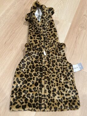 Carter's Leopard Print Faux Fur Hooded Vest - Brown & Black